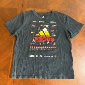 Adidas Kids Graphic T Shirt Short‎ Sleeve Black Retro Gaming Print Size S 8